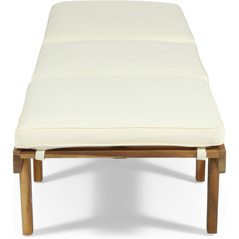 79" Teak Acacia Wood Outdoor Chaise Lounge
