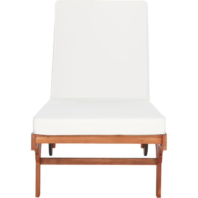 Newport Natural Beige Patio Chaise Lounge with Side Table