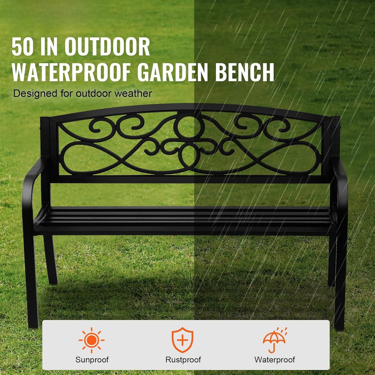 50" Metal Garden Bench 550 lbs