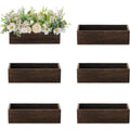 Set of 6 11.8" Brown Wooden Flower Boxes