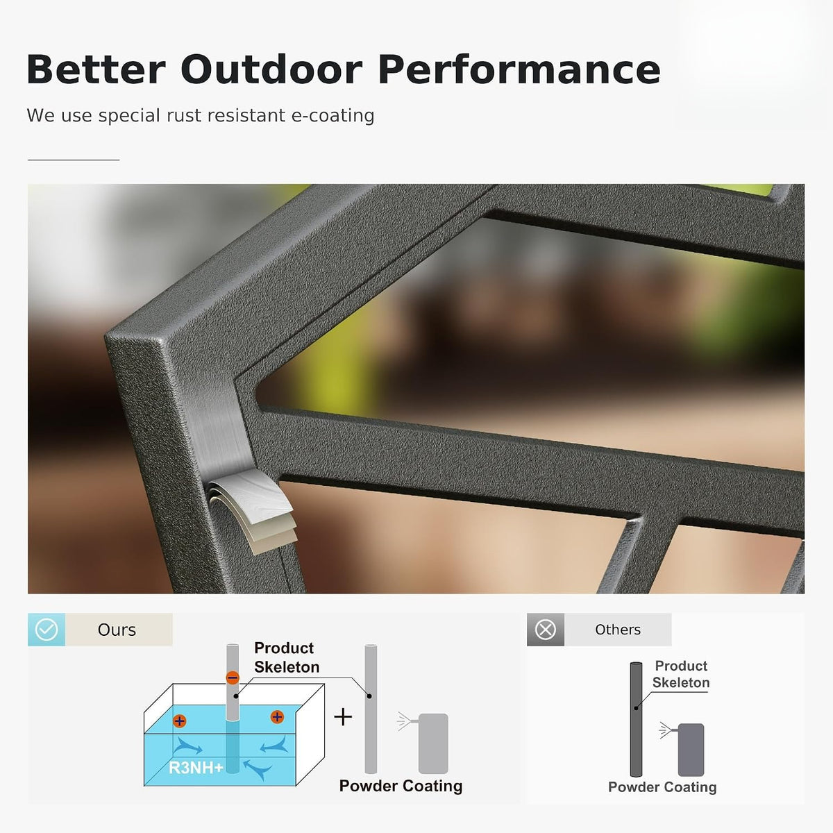 43.7" Black Geometric Cast‑Iron Outdoor Bench
