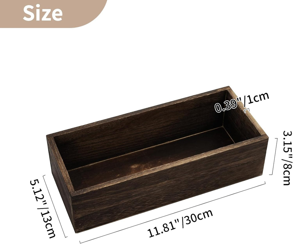 Set of 6 11.8" Brown Wooden Flower Boxes