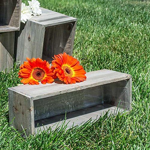 Set of 4 12×4" Rustic Wood Planter Boxes with Liner