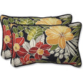 2‑Count Black/Green Floral Lumbar Throw Pillows