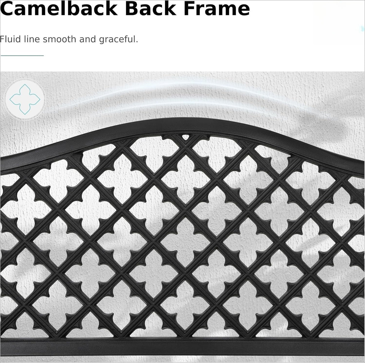 50" Clover Black Cast‑Iron Outdoor Garden Bench