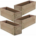 Set of 4 12×4" Rustic Wood Planter Boxes with Liner