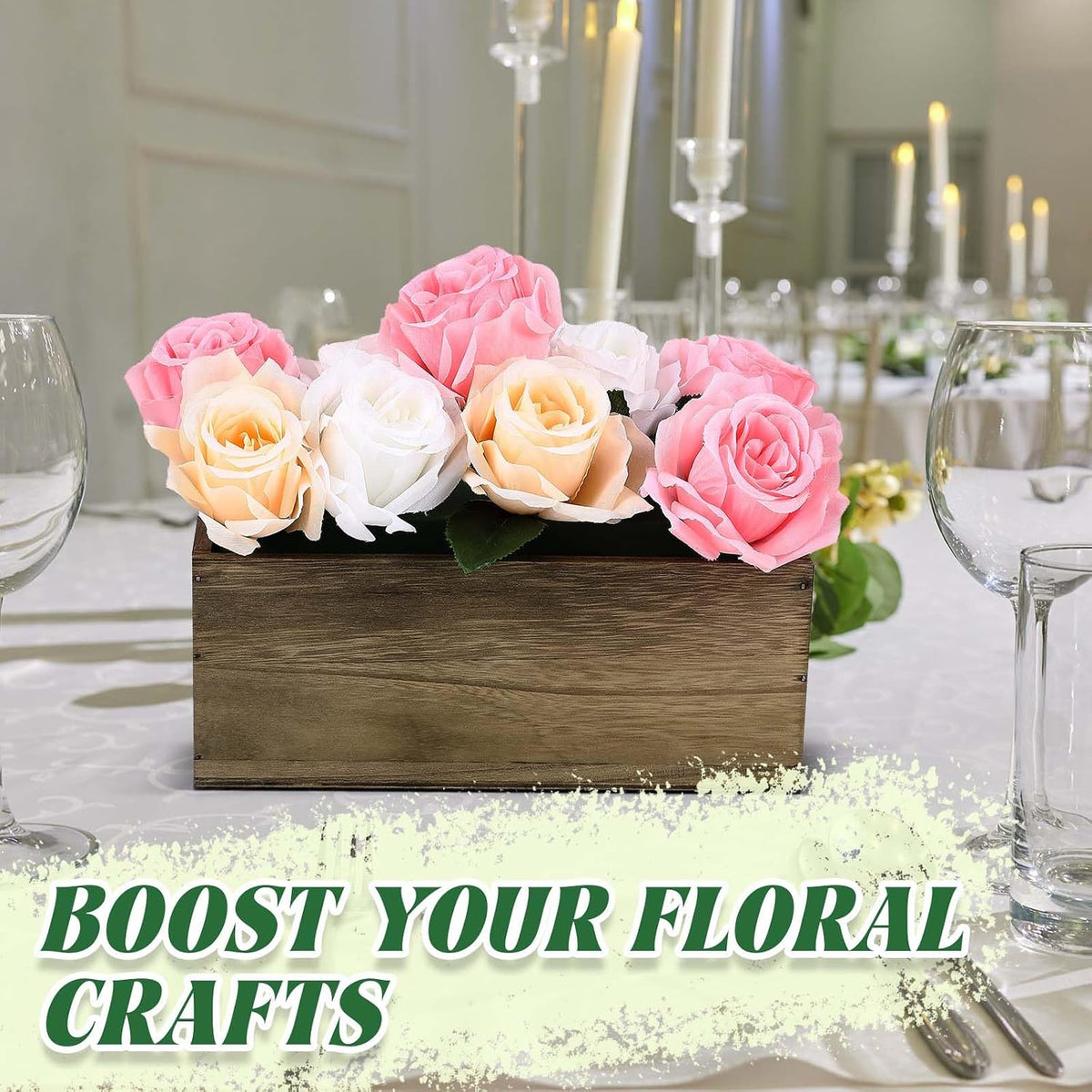Set of 10 10×4×4" Rustic Wood Planter Boxes