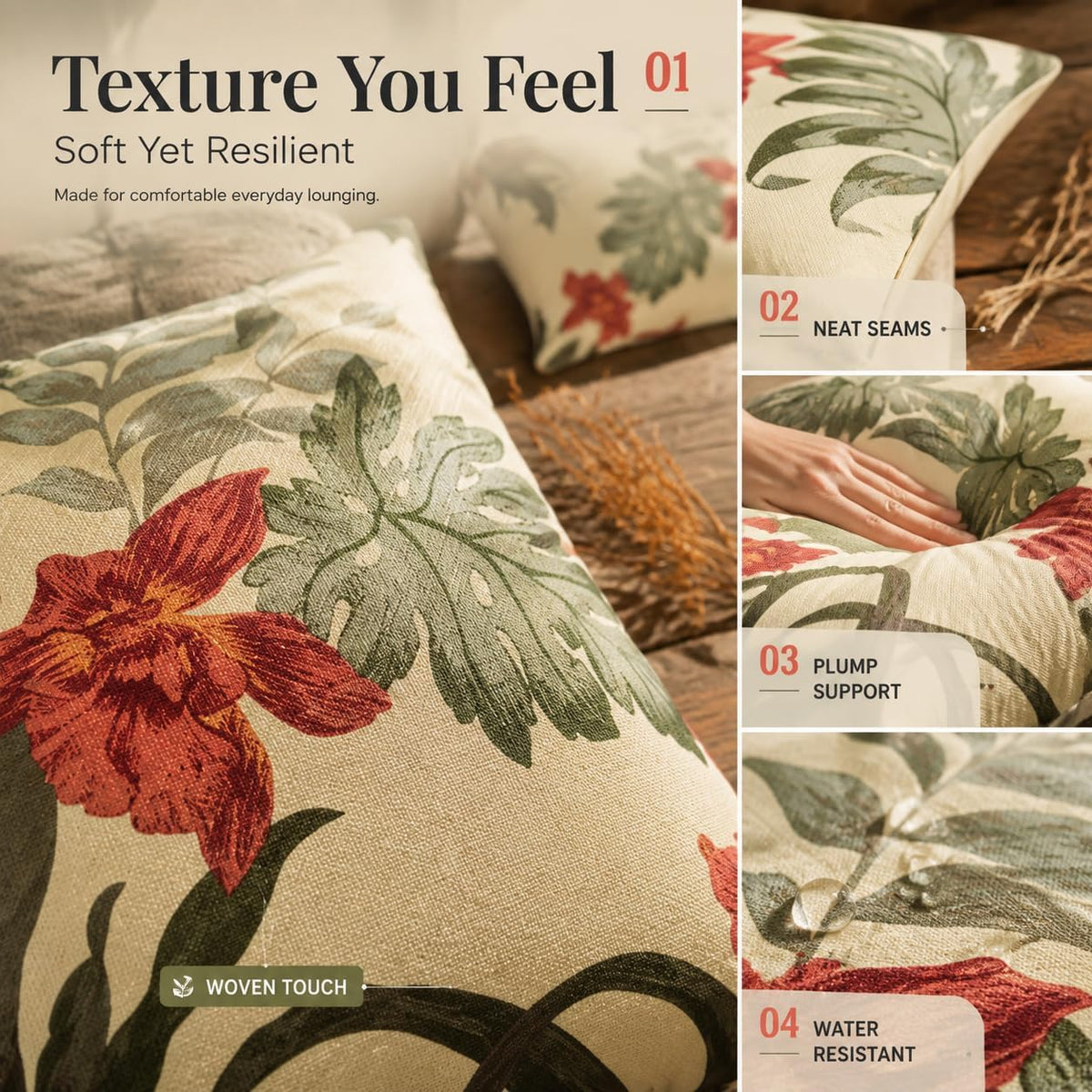 Outdoor Decorative Throw Pillows with Inserts
