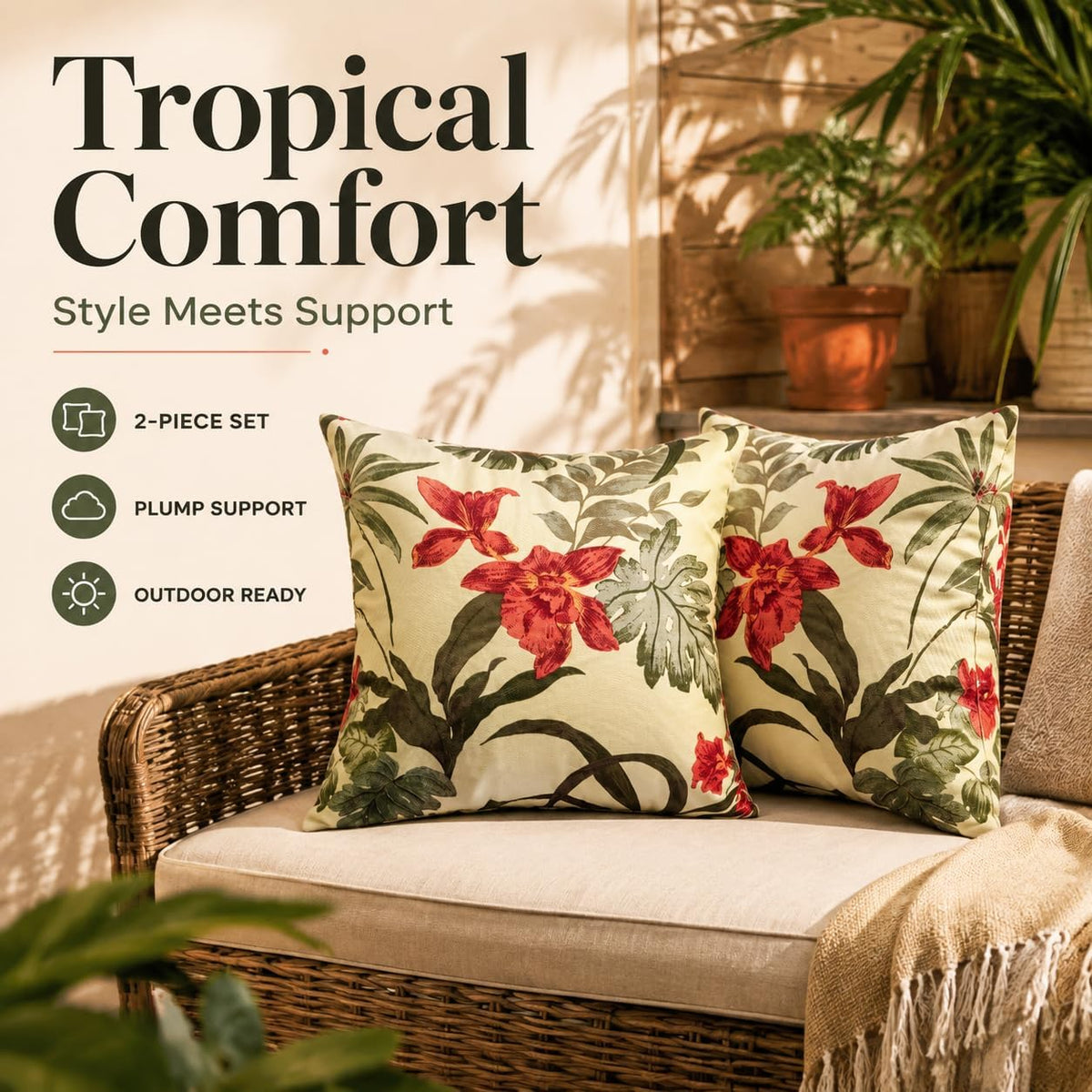 Outdoor Decorative Throw Pillows with Inserts