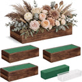 Set of 4 12×4" Rustic Wood Planter Boxes with Liner