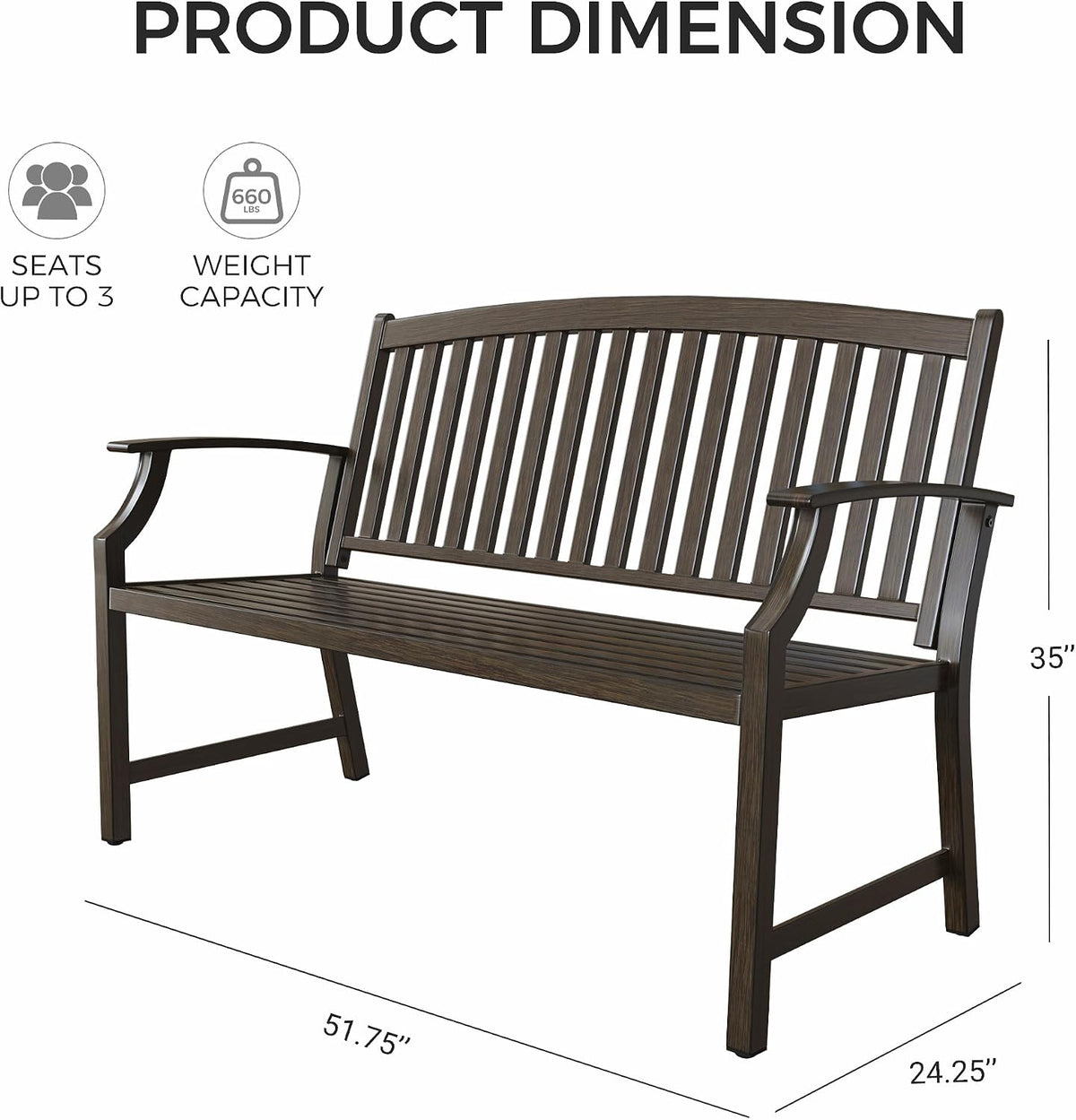 52" Northwoods Brown Faux‑Wood Outdoor Bench