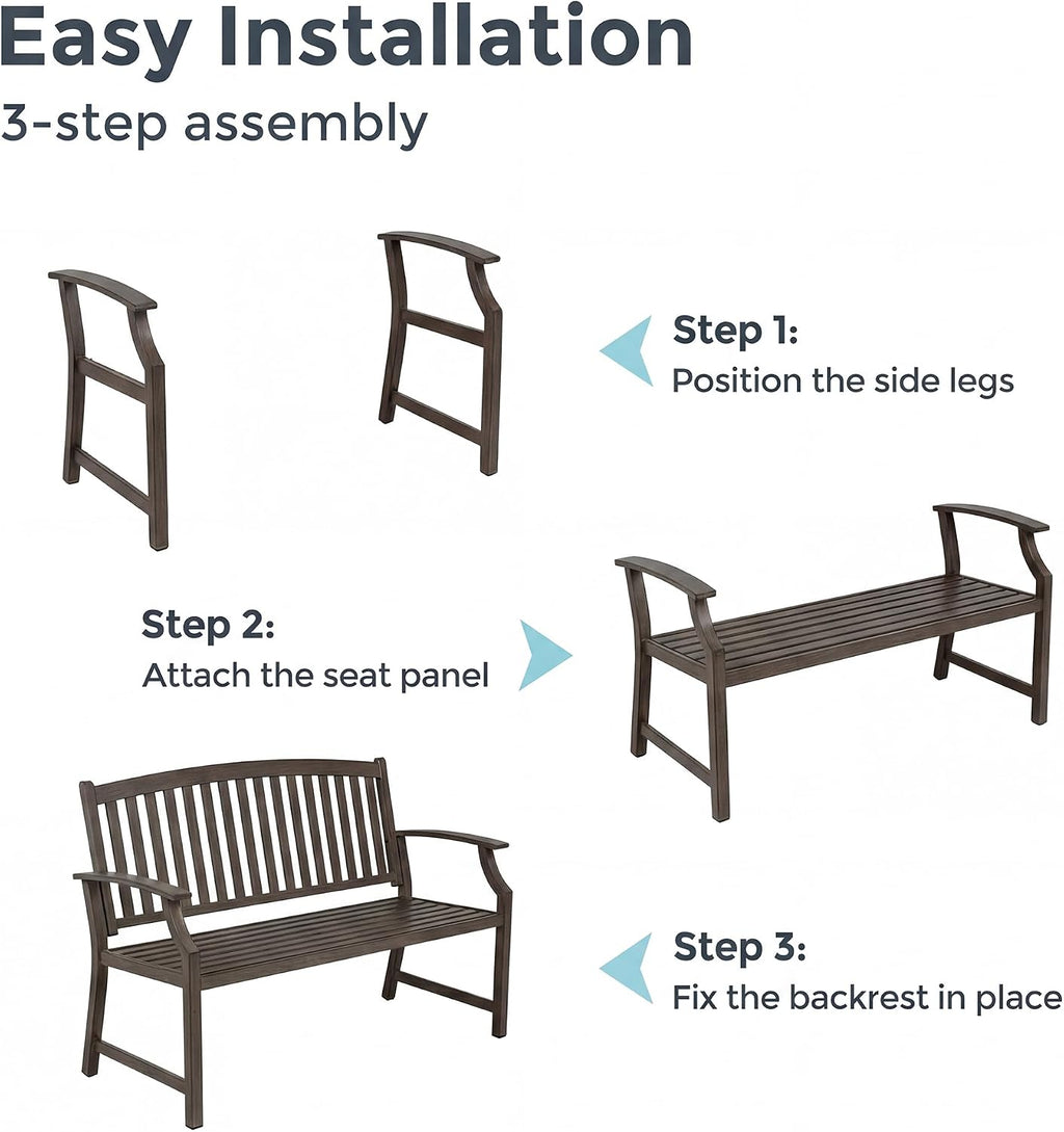 52" Northwoods Brown Faux‑Wood Outdoor Bench