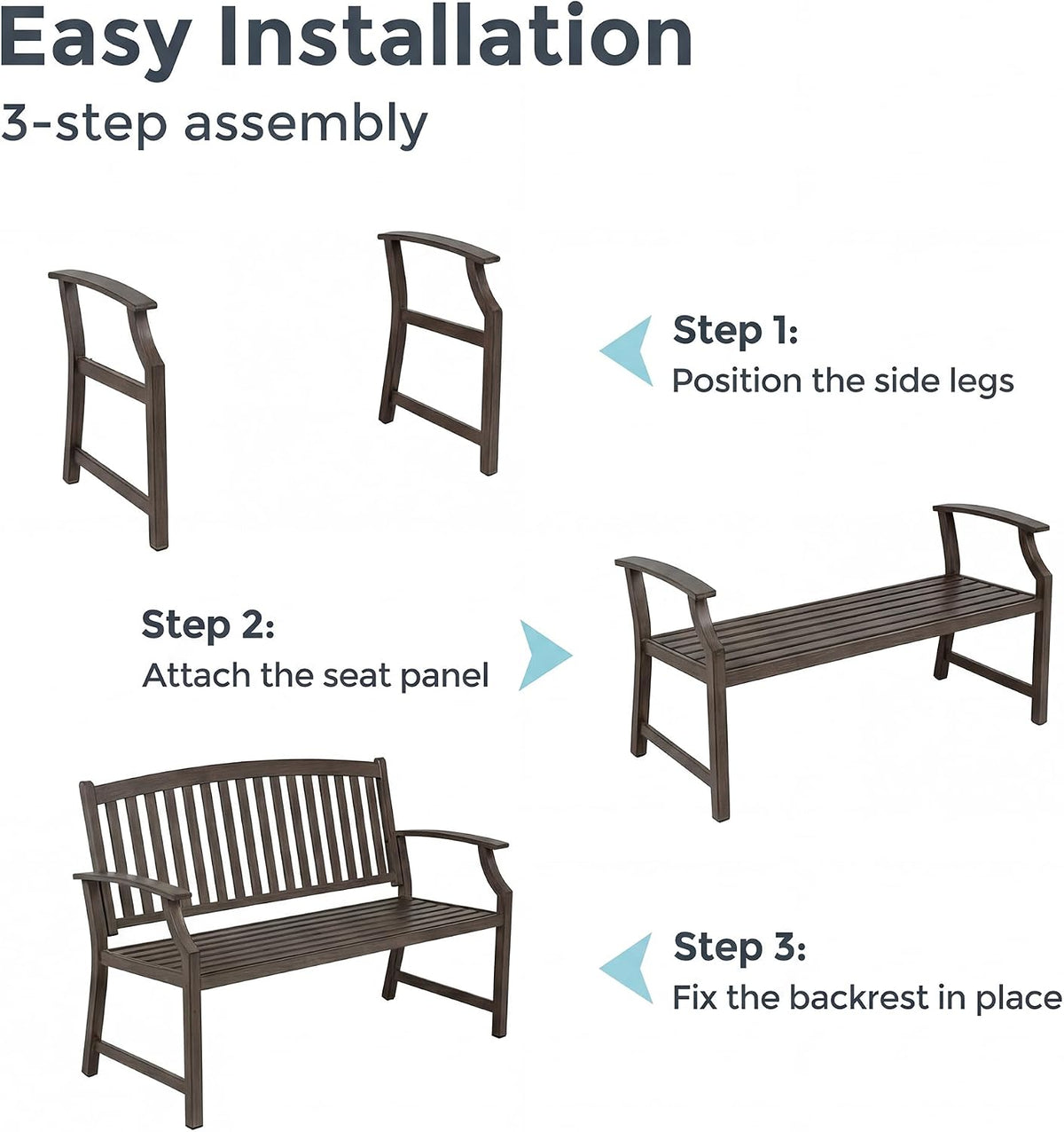 52" Northwoods Brown Faux‑Wood Outdoor Bench
