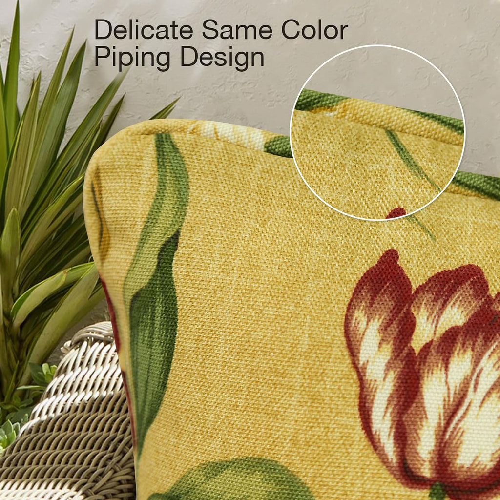 4‑Pack Sunlit Tulip Square Outdoor Throw Pillows 18×18"