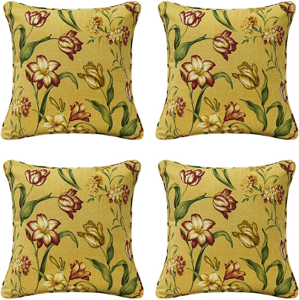 4‑Pack Sunlit Tulip Square Outdoor Throw Pillows 18×18"