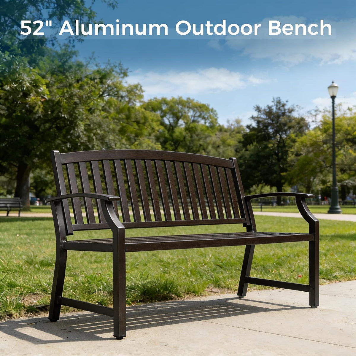 52" Northwoods Brown Faux‑Wood Outdoor Bench