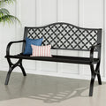 50" Clover Black Cast‑Iron Outdoor Garden Bench