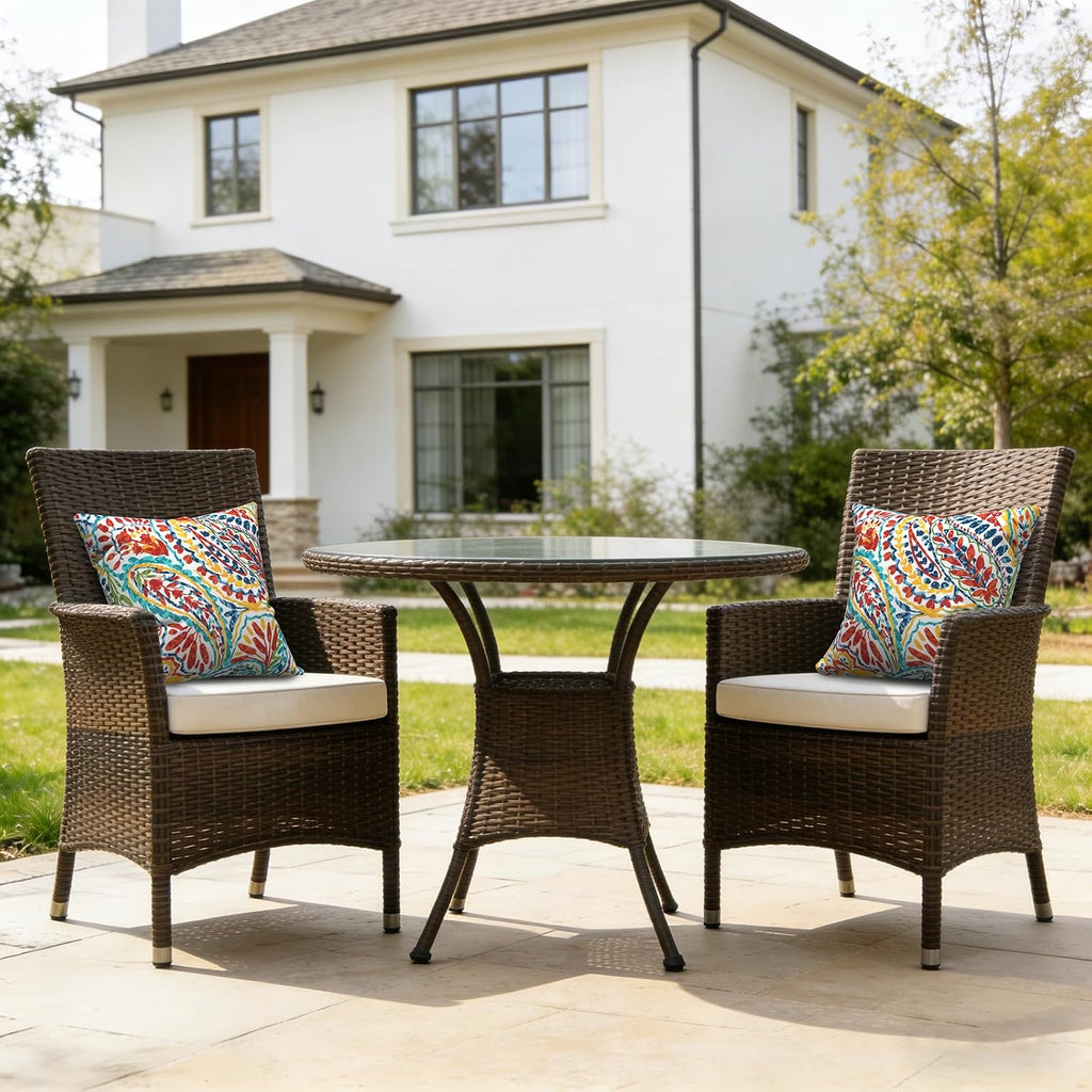 Set of 2 Paisley Square Outdoor Throw Pillows 18×18"