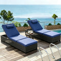 Set of 2 Rattan Patio Chaise Lounges