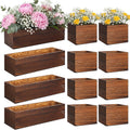 Set of 12 Brown Rustic Wooden Planter Boxes