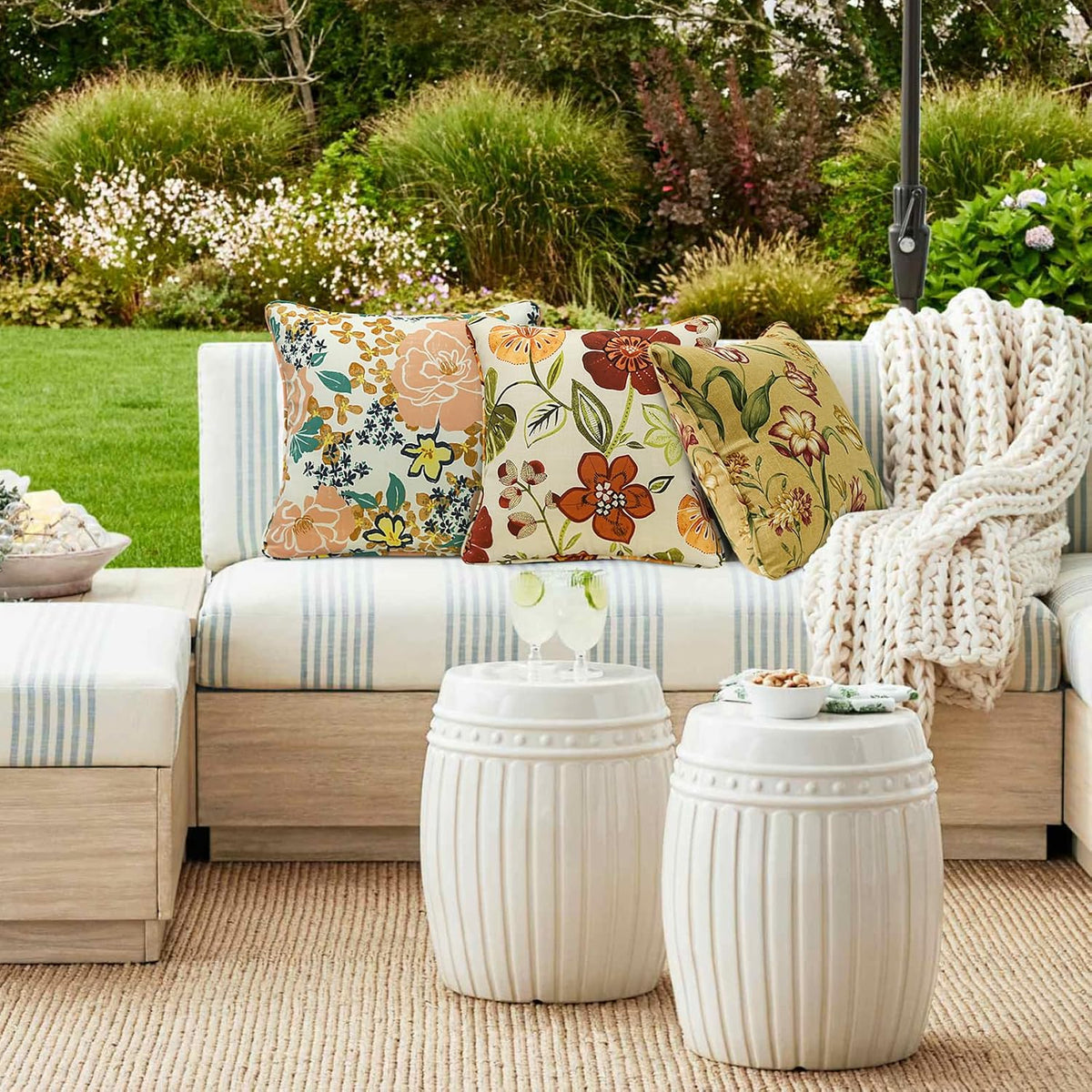 4‑Pack Sunlit Tulip Square Outdoor Throw Pillows 18×18"