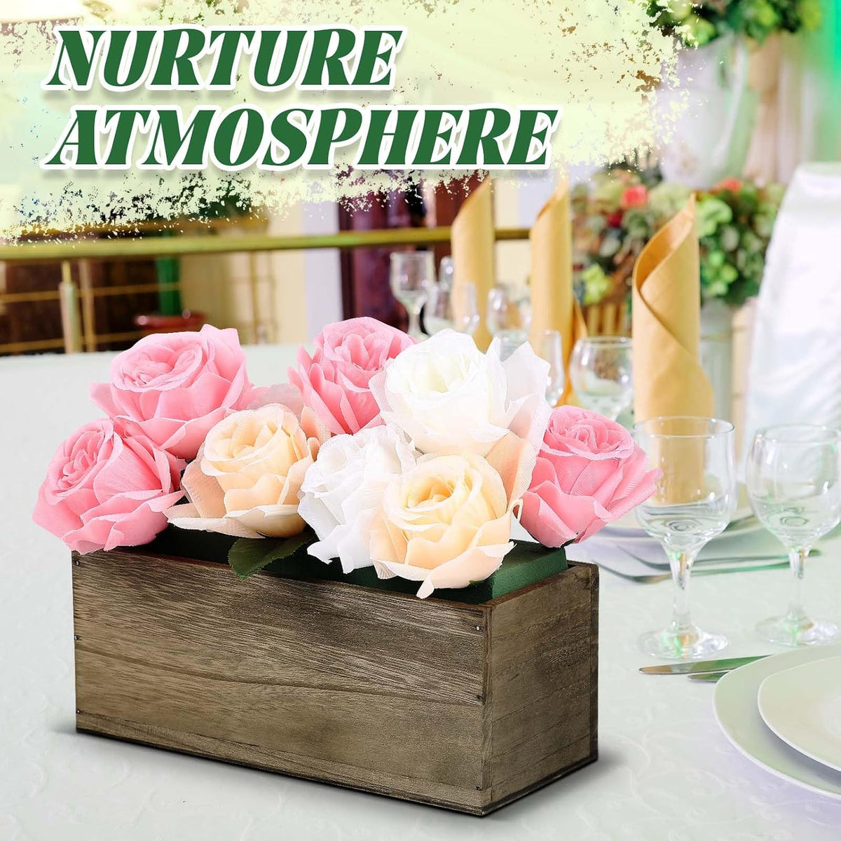 Set of 10 10×4×4" Rustic Wood Planter Boxes
