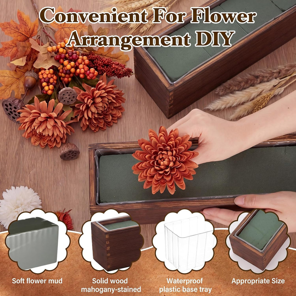 Set of 8 17×4" Brown Rustic Wood Planter Boxes
