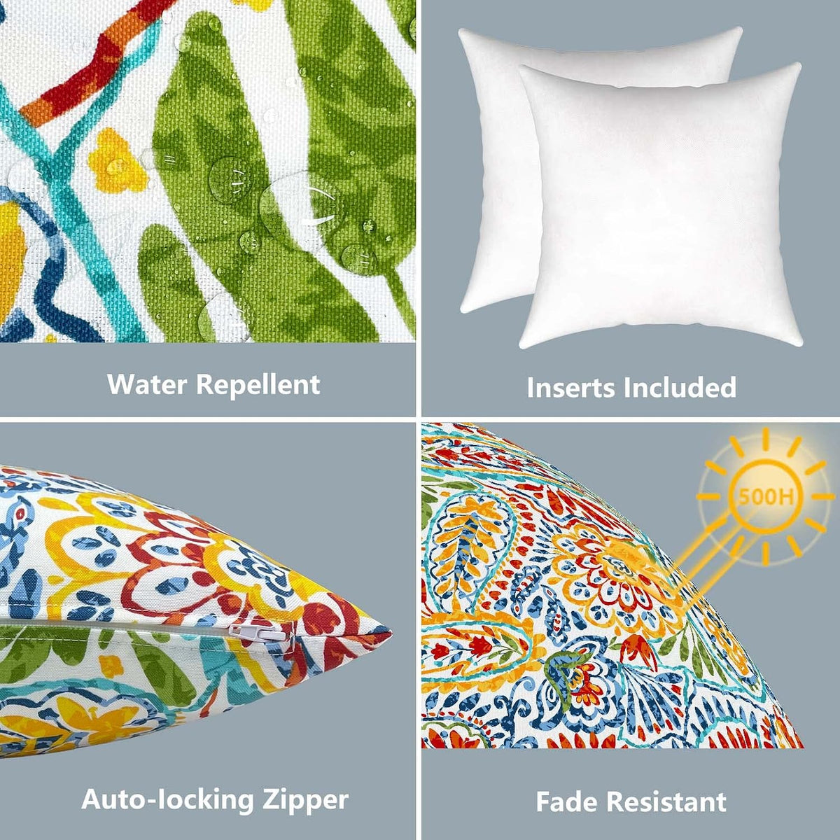 Set of 2 Paisley Square Outdoor Throw Pillows 18×18"