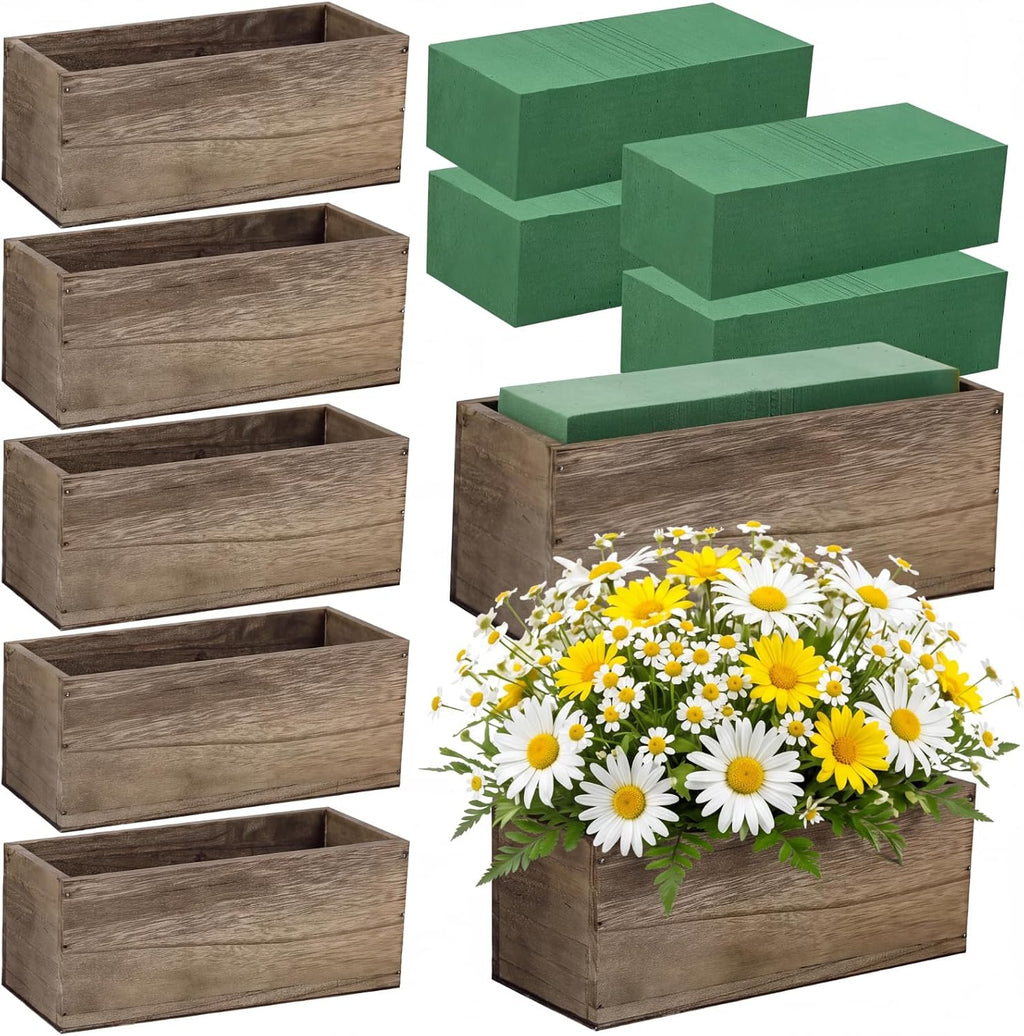 Set of 10 10×4×4" Rustic Wood Planter Boxes