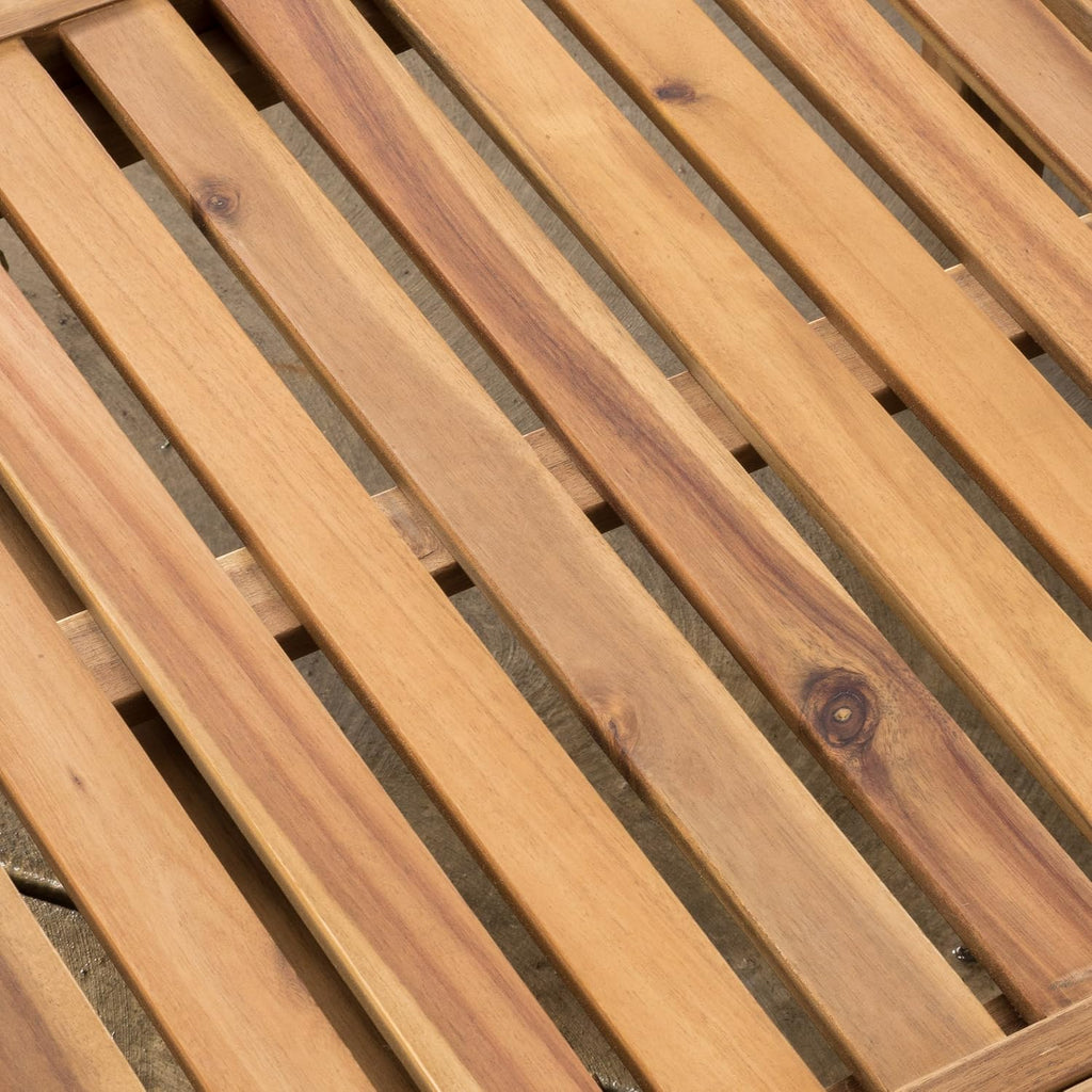 79" Teak Acacia Wood Outdoor Chaise Lounge