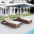 Set of 2 Beige Outdoor Pool Chaise Lounges