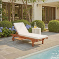Newport Natural Beige Patio Chaise Lounge with Side Table