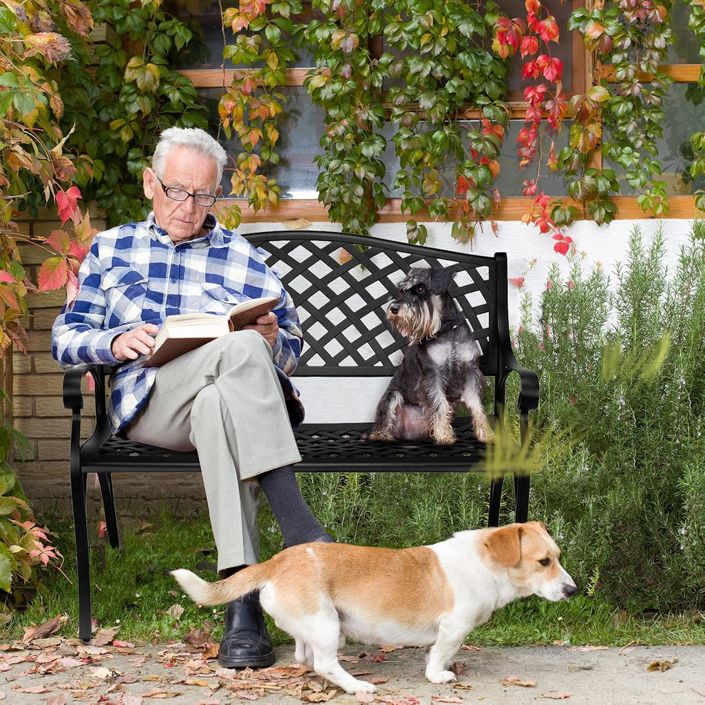 40.5" Black Cast‑Aluminum Outdoor Garden Bench