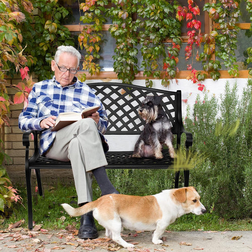 40.5" Black Cast‑Aluminum Outdoor Garden Bench