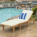 79" Teak Acacia Wood Outdoor Chaise Lounge