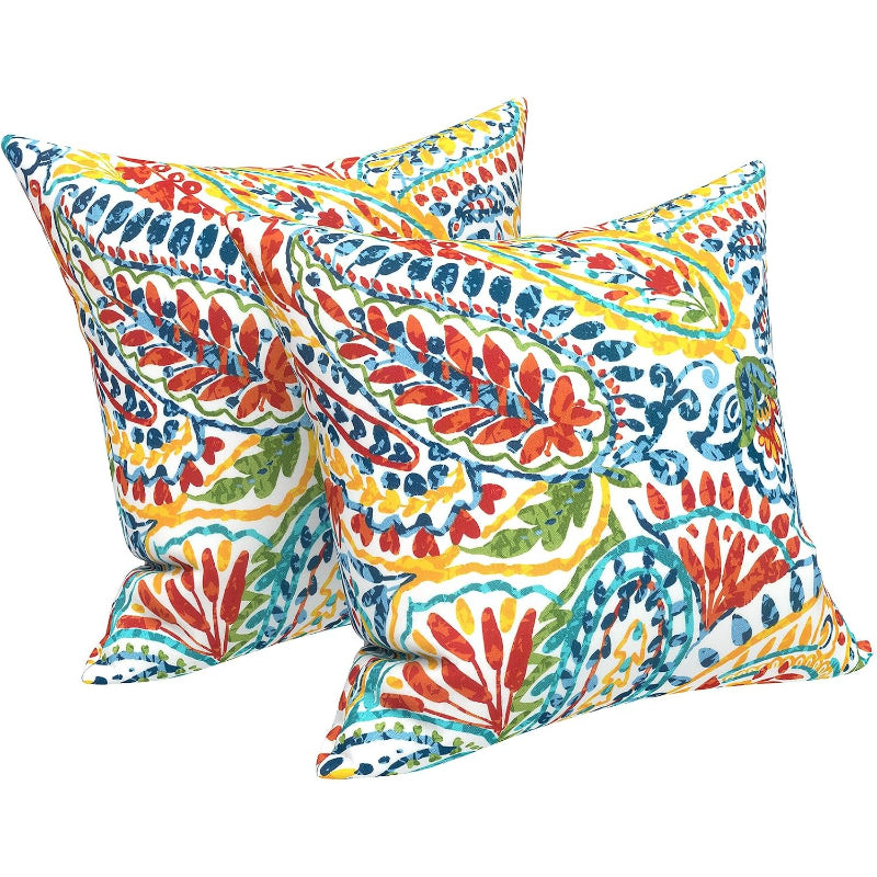 Set of 2 Paisley Square Outdoor Throw Pillows 18×18"