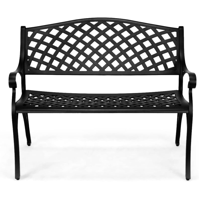 40.5" Black Cast‑Aluminum Outdoor Garden Bench