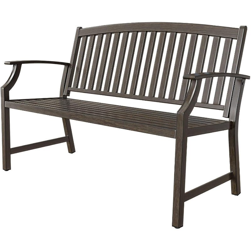 52" Northwoods Brown Faux‑Wood Outdoor Bench