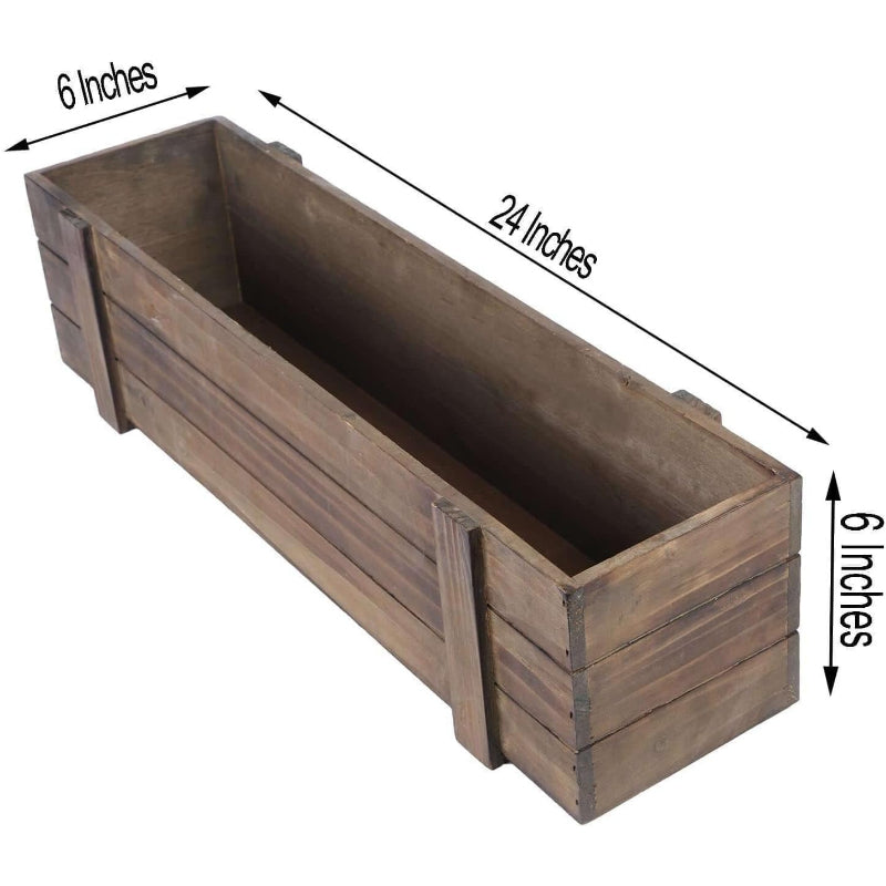 24×6" Smoked‑Brown Wood Planter Box with Liner